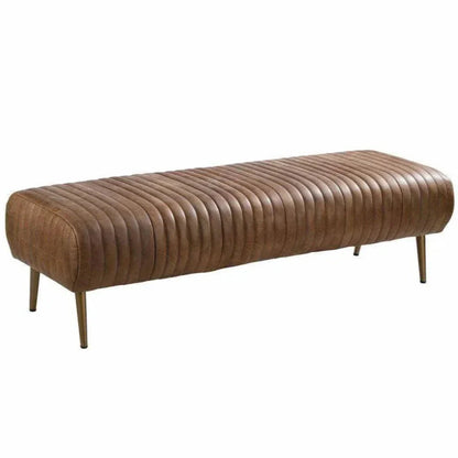 Bench Open Road Brown Leather Mid - Century - LOOMLAN - Moe's Home - Bedroom Benches