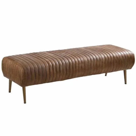 Bench Open Road Brown Leather Mid - Century - LOOMLAN - Moe's Home - Bedroom Benches