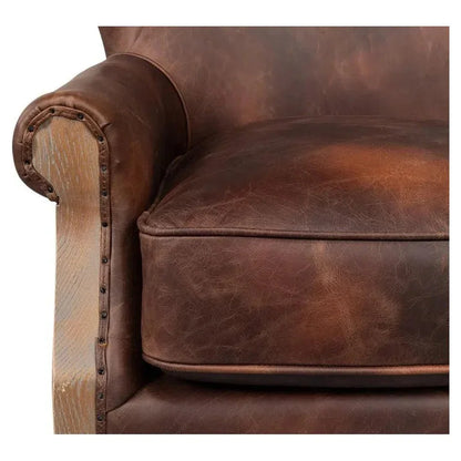 Benjamin Club Chair Brown Leather - LOOMLAN - Sarreid - Club Chairs