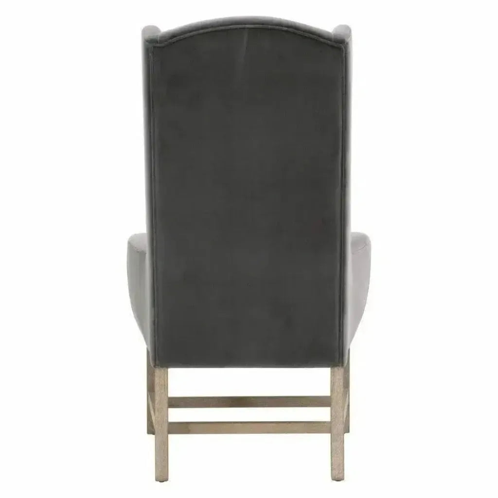 Bennett Dining Arm Chair Gray Velvet Solid Wood Legs - LOOMLAN - Essentials For Living - Dining Chairs