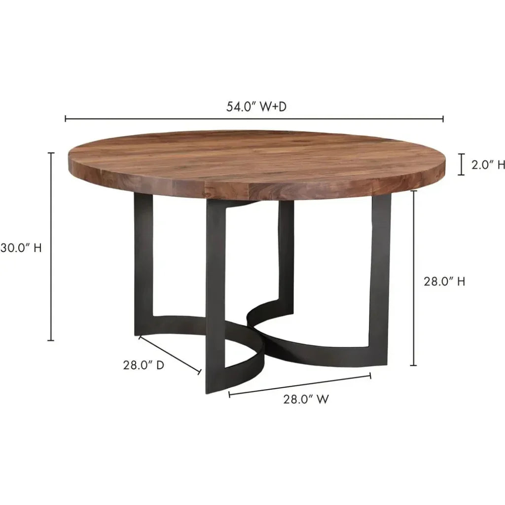 Bent Industrial 54" Round Dining Table for 6-Dining Tables-Moe's Home-LOOMLAN
