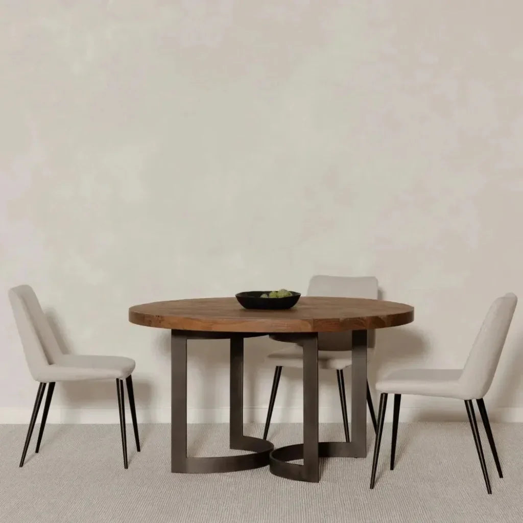 Bent Industrial 54" Round Dining Table for 6-Dining Tables-Moe's Home-LOOMLAN