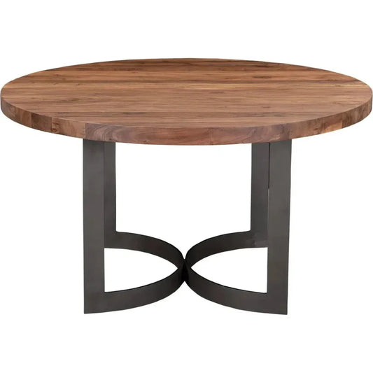Bent Industrial 54" Round Dining Table for 6-Dining Tables-Moe's Home-LOOMLAN