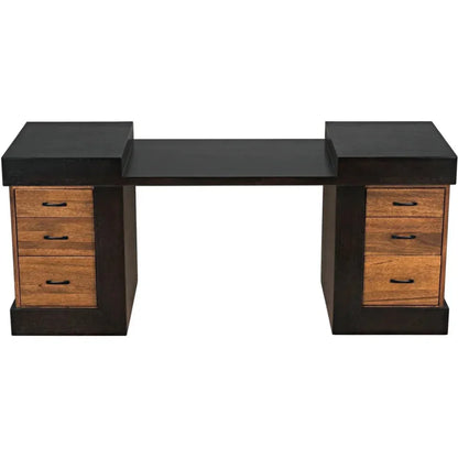 Bentley Desk, Dark Walnut Wood Unique Desk Drawers-Home Office Desks-Noir-LOOMLAN