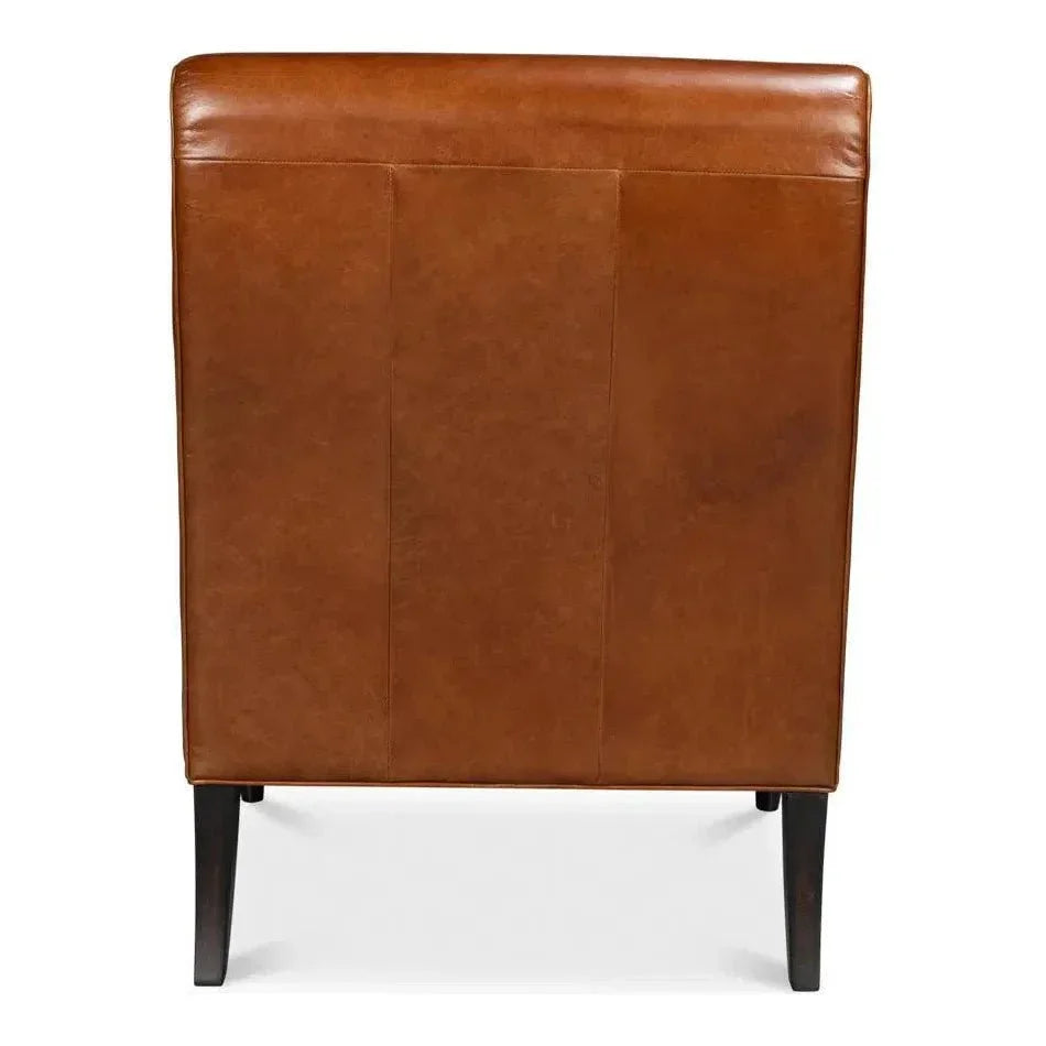 Benton Distilled Leather Brown Arm Chair - LOOMLAN - Sarreid - Accent Chairs