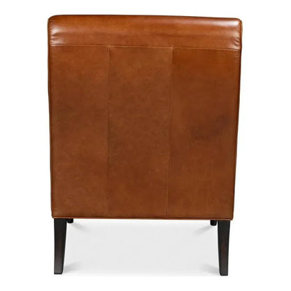 Benton Distilled Leather Brown Arm Chair - LOOMLAN - Sarreid - Accent Chairs