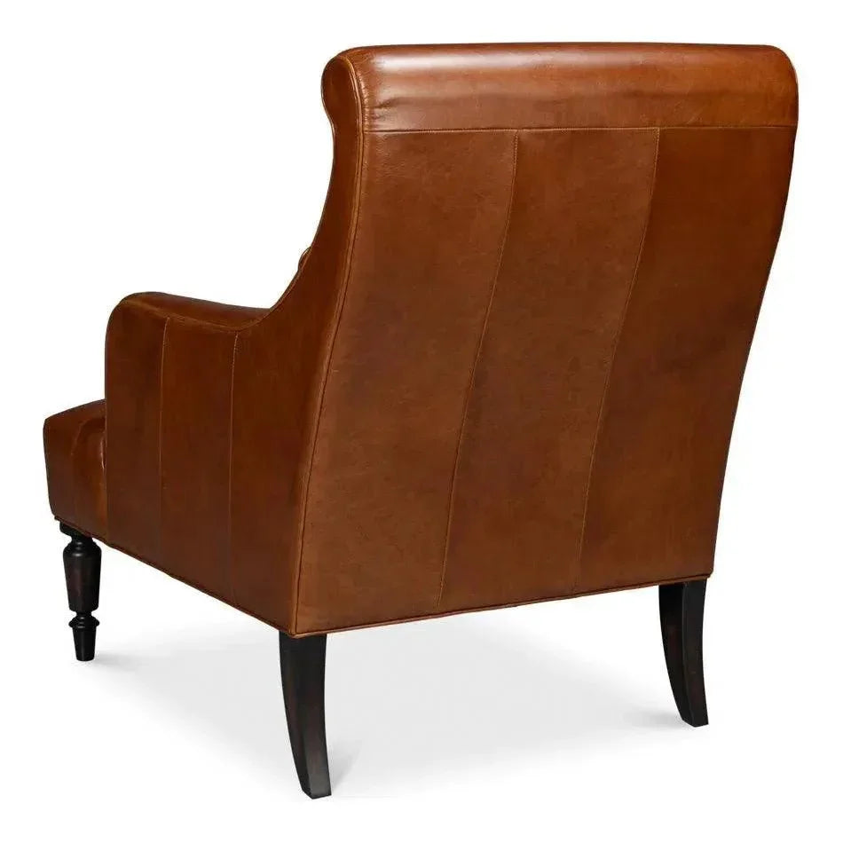 Benton Distilled Leather Brown Arm Chair - LOOMLAN - Sarreid - Accent Chairs