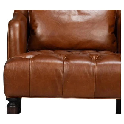Benton Distilled Leather Brown Arm Chair - LOOMLAN - Sarreid - Accent Chairs