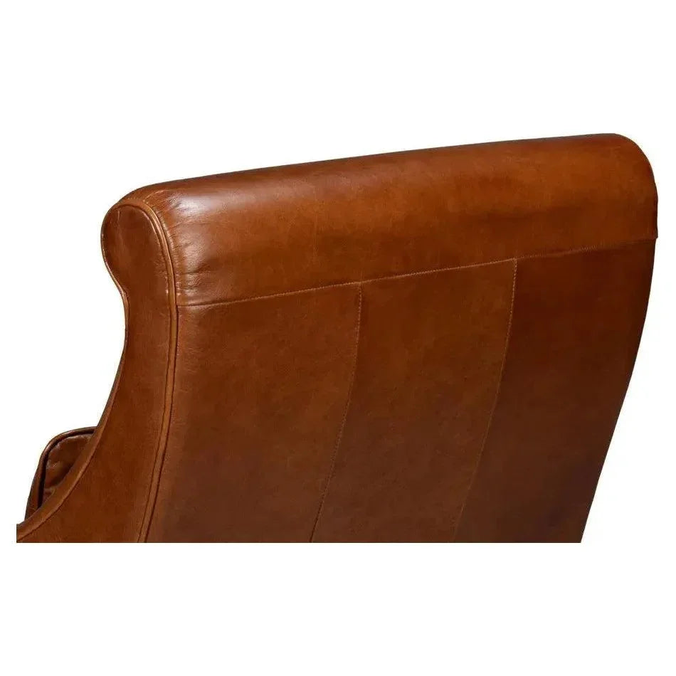 Benton Distilled Leather Brown Arm Chair - LOOMLAN - Sarreid - Accent Chairs