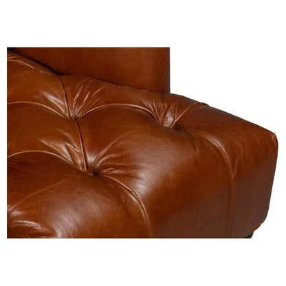 Benton Distilled Leather Brown Arm Chair - LOOMLAN - Sarreid - Accent Chairs