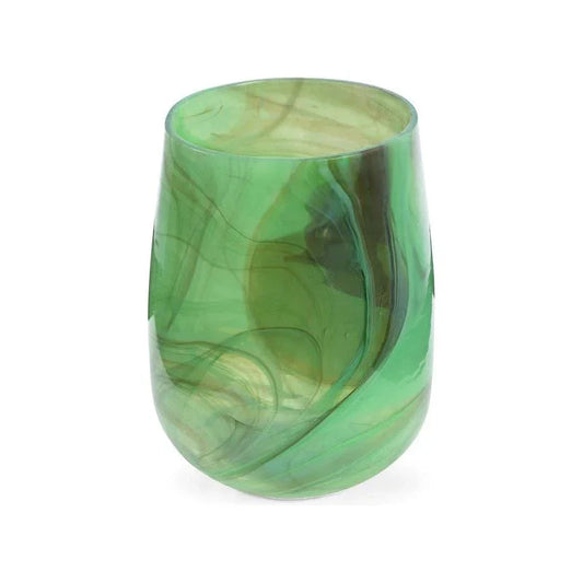 Berilo Green Swirl Pattern Glass Vase - LOOMLAN - Wildwood - Vases & Jars