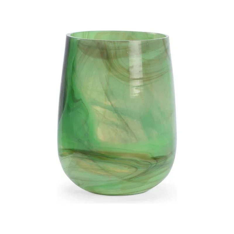 Berilo Green Swirl Pattern Glass Vase - LOOMLAN - Wildwood - Vases & Jars
