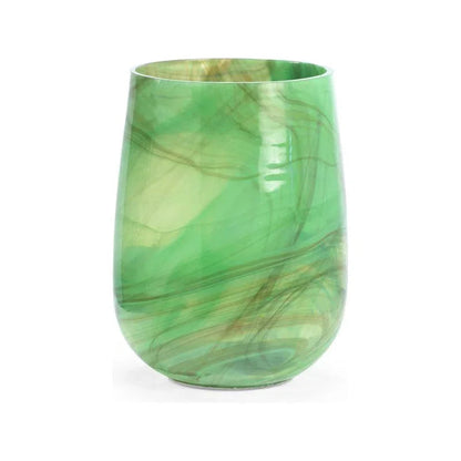 Berilo Green Swirl Pattern Glass Vase - LOOMLAN - Wildwood - Vases & Jars