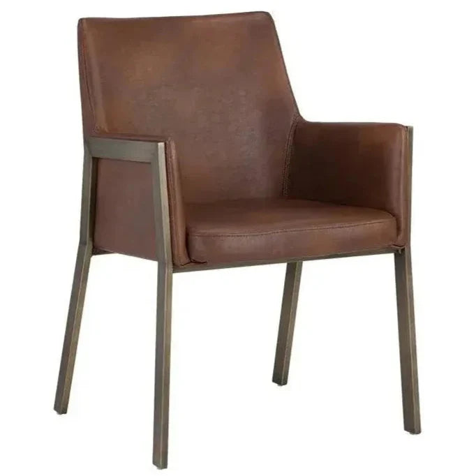 Bernadette Leather Dining Armchair - LOOMLAN - SUNPAN - Dining Chairs