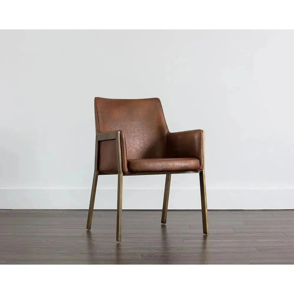 Bernadette Leather Dining Armchair - LOOMLAN - SUNPAN - Dining Chairs
