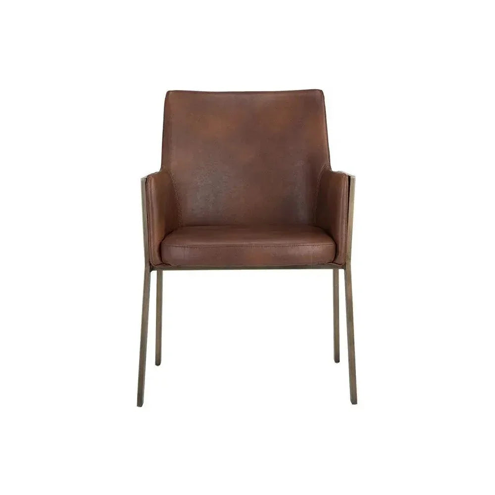 Bernadette Leather Dining Armchair - LOOMLAN - SUNPAN - Dining Chairs