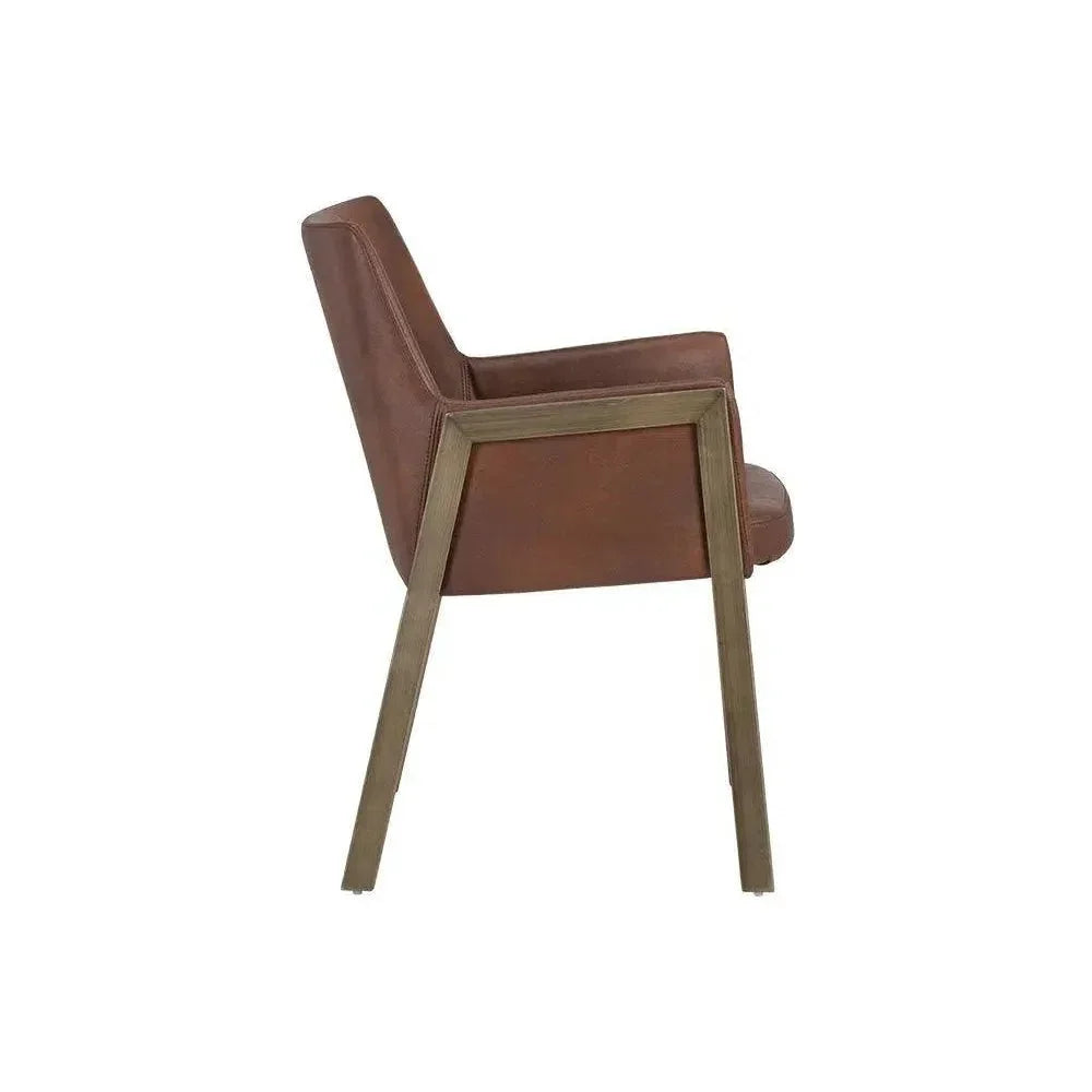 Bernadette Leather Dining Armchair - LOOMLAN - SUNPAN - Dining Chairs