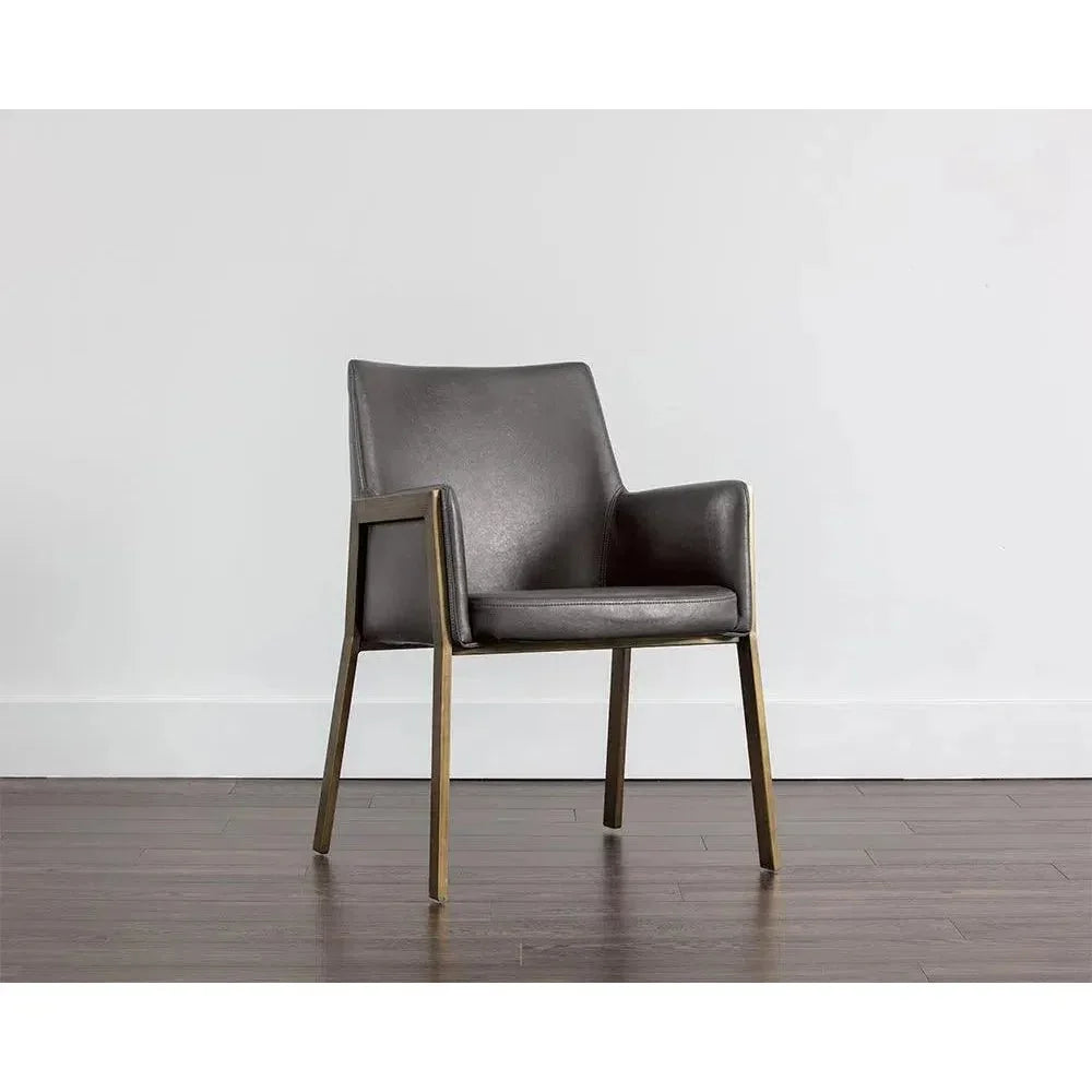 Bernadette Leather Dining Armchair - LOOMLAN - SUNPAN - Dining Chairs