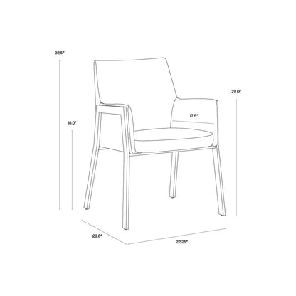 Bernadette Leather Dining Armchair - LOOMLAN - SUNPAN - Dining Chairs