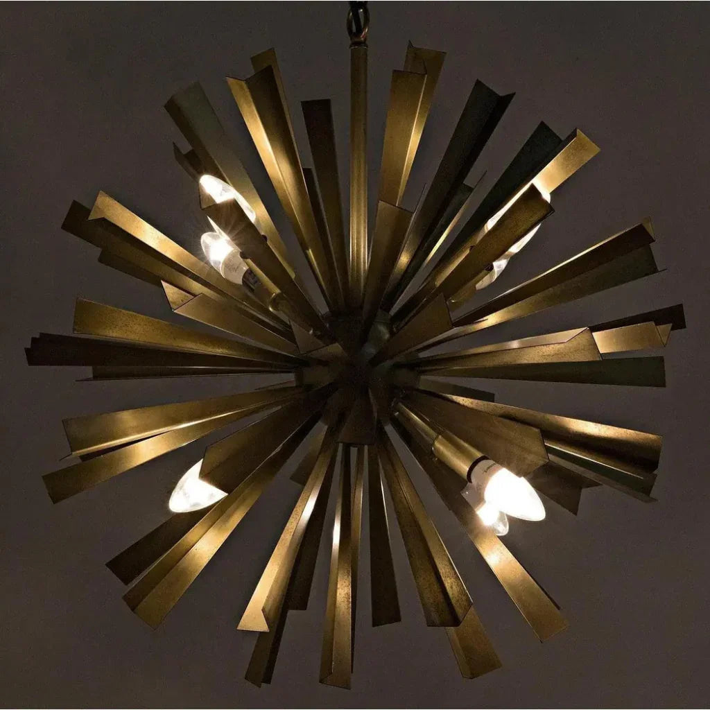 Bero Metal Chandelier With Brass Finish - LOOMLAN - Noir - Chandeliers