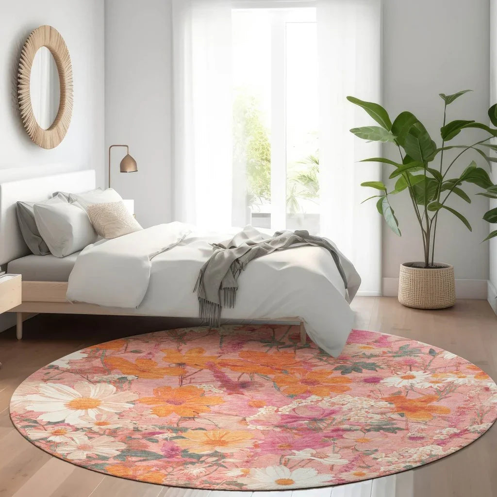 Beshira Pink Washable Indoor - Outdoor Rug - LOOMLAN - LOOMLAN Rugs - Outdoor Rugs