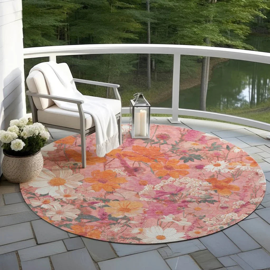 Beshira Pink Washable Indoor - Outdoor Rug - LOOMLAN - LOOMLAN Rugs - Outdoor Rugs
