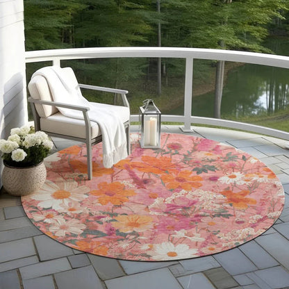 Beshira Pink Washable Indoor - Outdoor Rug - LOOMLAN - LOOMLAN Rugs - Outdoor Rugs