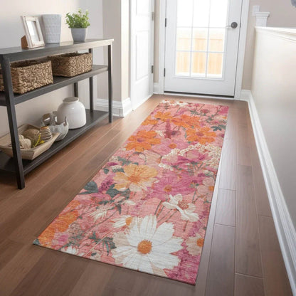 Beshira Pink Washable Indoor - Outdoor Rug - LOOMLAN - LOOMLAN Rugs - Outdoor Rugs