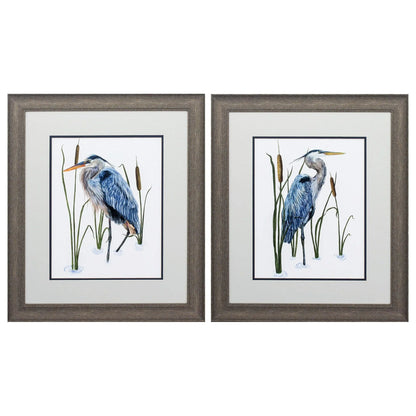 Beside The Lake Blue Framed Wall Art 2PC