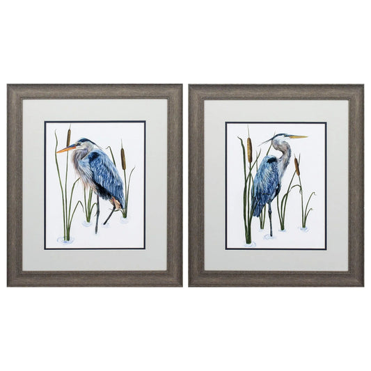 Beside The Lake Blue Framed Wall Art 2PC