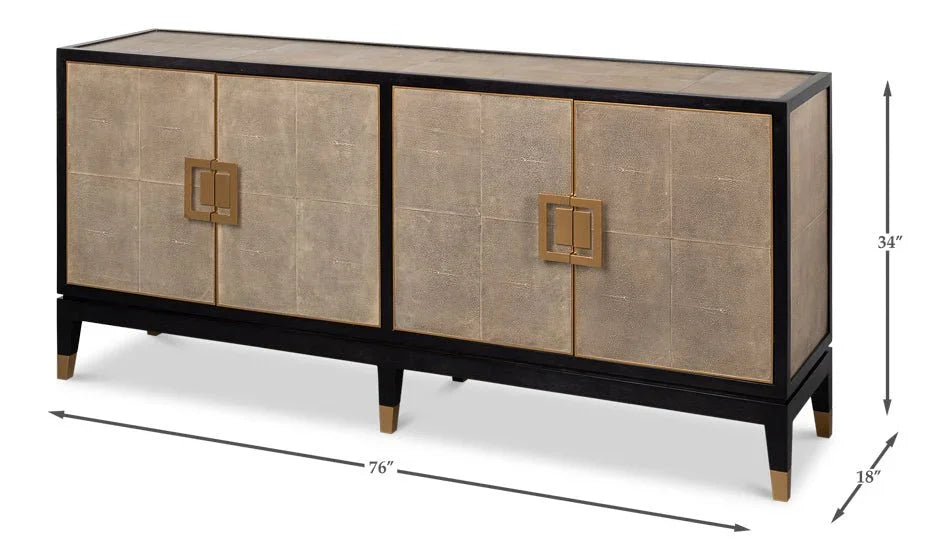 Beto Four Door Leather Sideboard - LOOMLAN - Sarreid - Sideboards