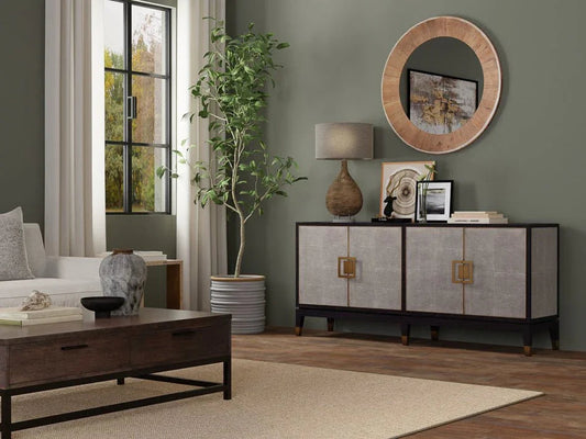 Beto Four Door Leather Sideboard - LOOMLAN - Sarreid - Sideboards