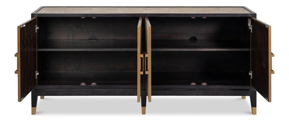 Beto Four Door Leather Sideboard - LOOMLAN - Sarreid - Sideboards