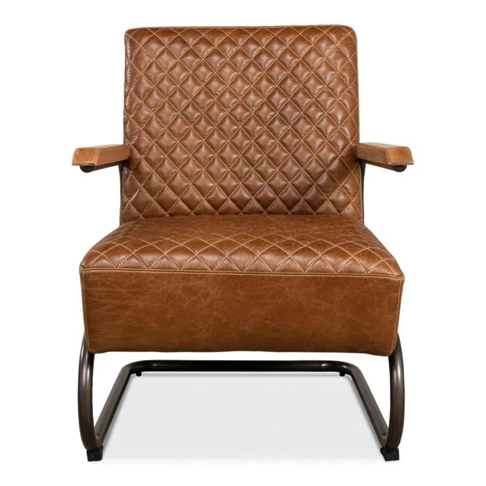 Beverly Hills Accent Chair Cuba Brown Leather - LOOMLAN - Sarreid - Accent Chairs