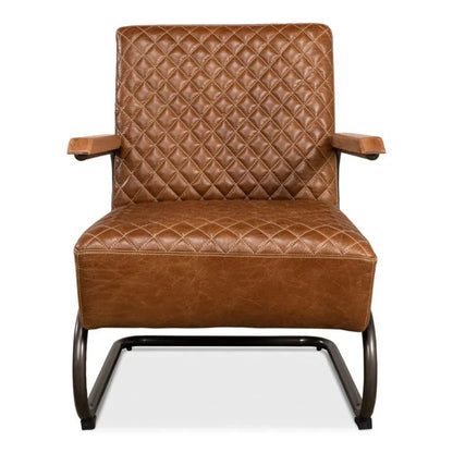 Beverly Hills Accent Chair Cuba Brown Leather - LOOMLAN - Sarreid - Accent Chairs