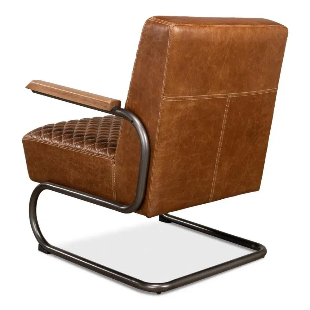 Beverly Hills Accent Chair Cuba Brown Leather - LOOMLAN - Sarreid - Accent Chairs