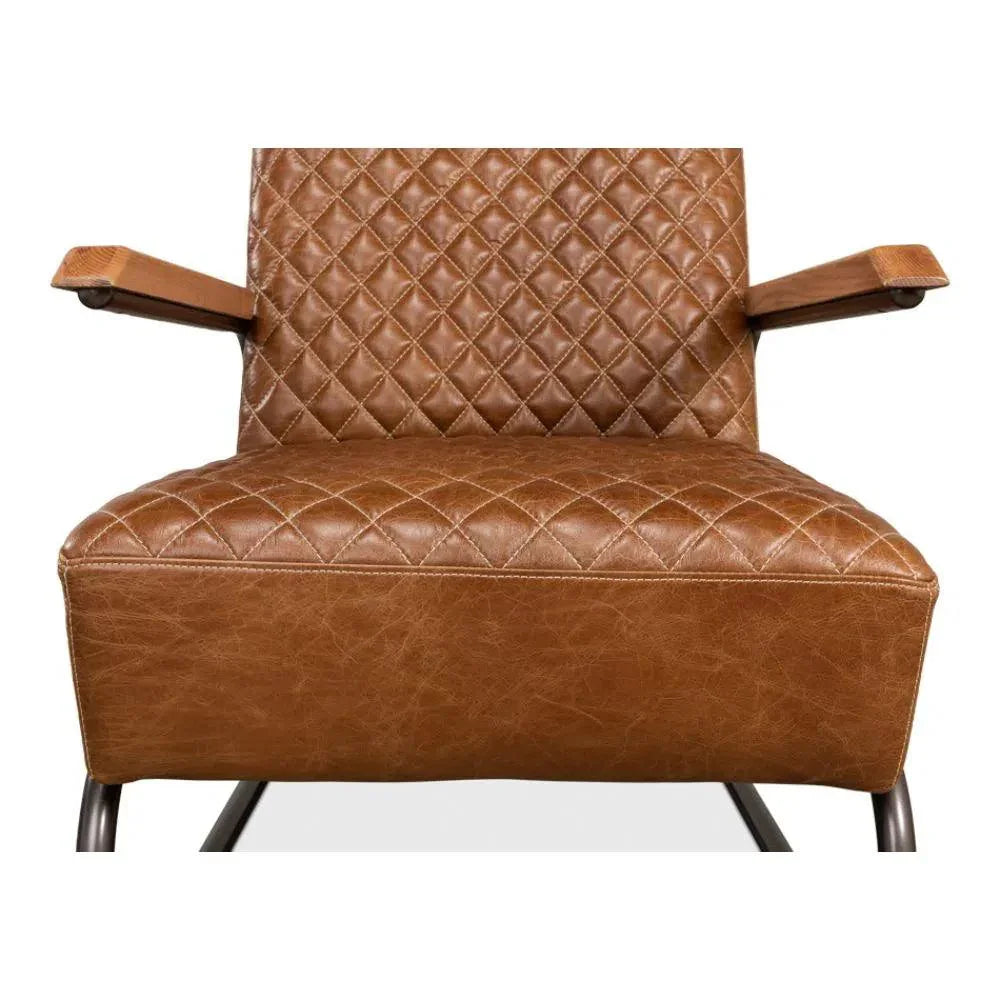 Beverly Hills Accent Chair Cuba Brown Leather - LOOMLAN - Sarreid - Accent Chairs