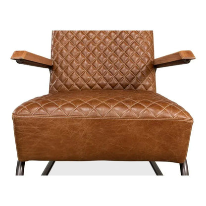 Beverly Hills Accent Chair Cuba Brown Leather - LOOMLAN - Sarreid - Accent Chairs
