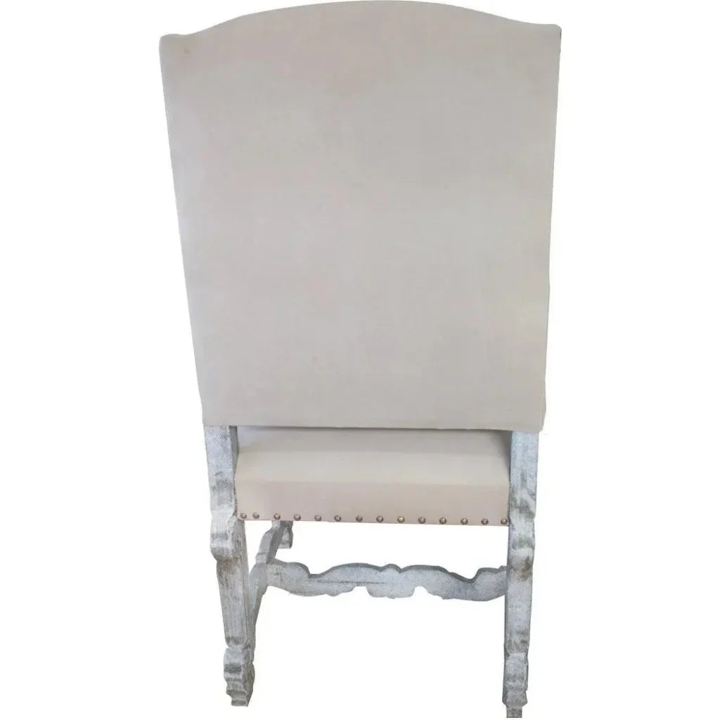 Carved White Dining Chair Bianca, Tan Velvet - LOOMLAN - Peninsula Home - Dining Chairs