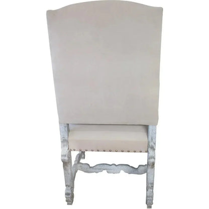 Carved White Dining Chair Bianca, Tan Velvet - LOOMLAN - Peninsula Home - Dining Chairs