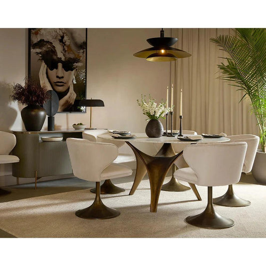Bijon Dining Table 59" Marble Sculptural Base-Dining Tables-SUNPAN-LOOMLAN