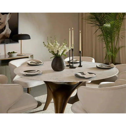 Bijon Dining Table 59" Marble Sculptural Base-Dining Tables-SUNPAN-LOOMLAN
