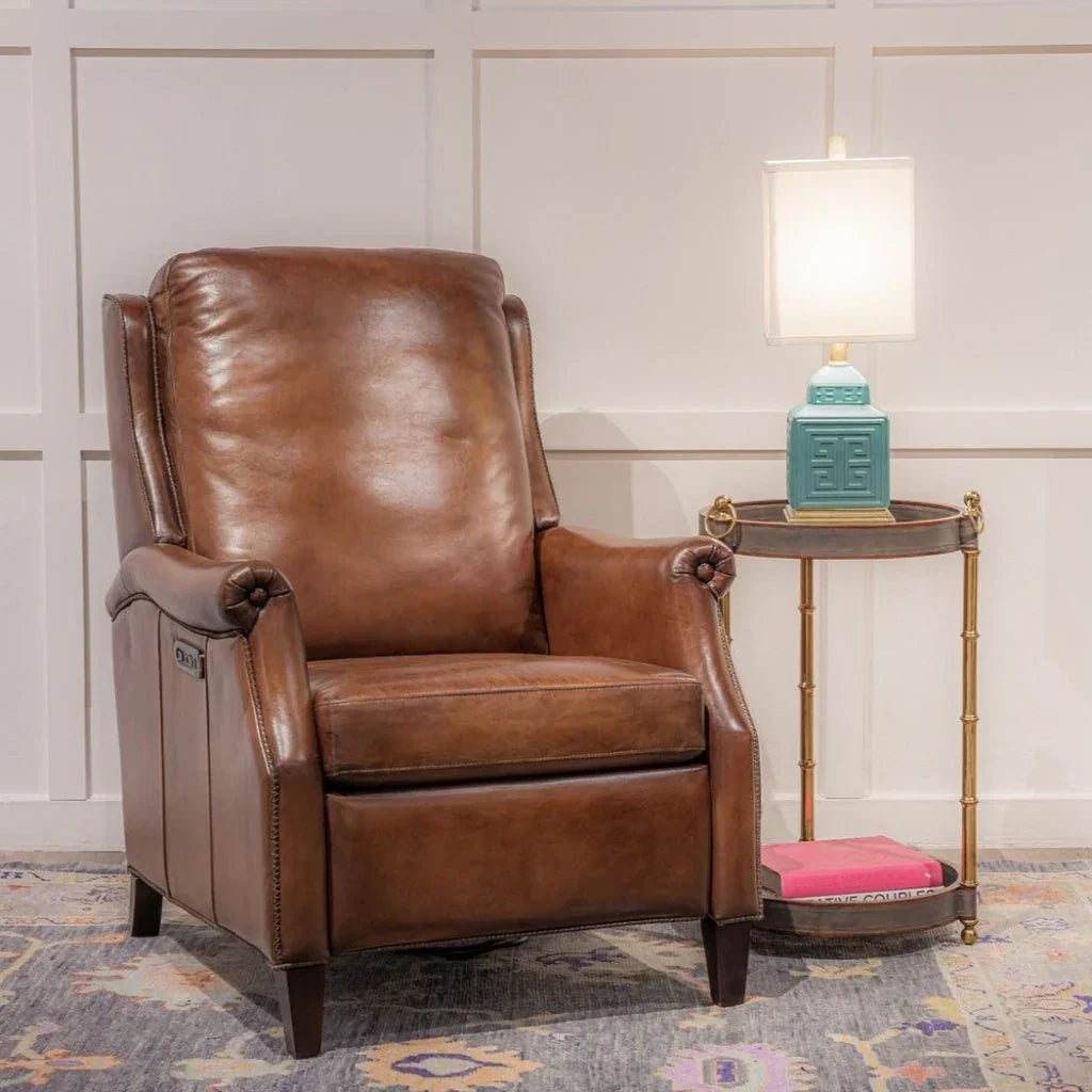 Billings Leather Made Usb Power Recliner - LOOMLAN - Olivia + Quinn - Club Chairs