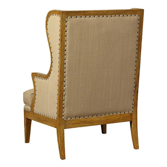 Billings Linen Light Brown Wing Chair - LOOMLAN - Furniture Classics - Club Chairs