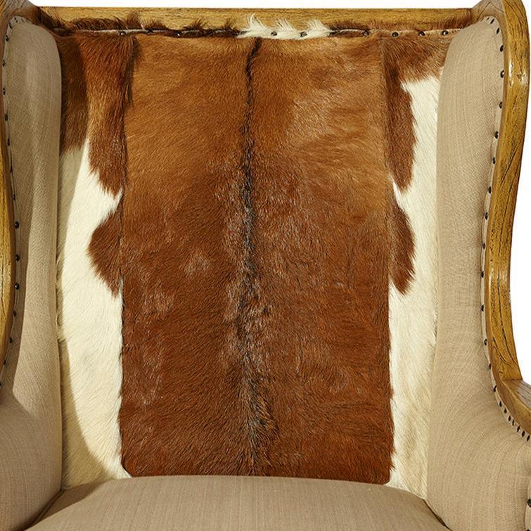 Billings Linen Light Brown Wing Chair - LOOMLAN - Furniture Classics - Club Chairs