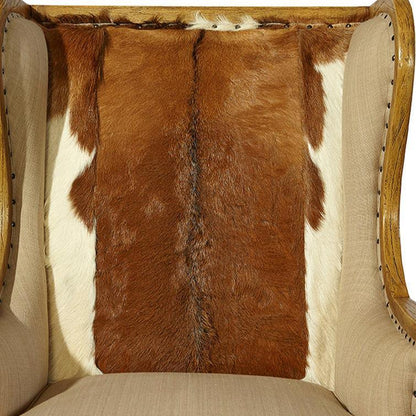 Billings Linen Light Brown Wing Chair - LOOMLAN - Furniture Classics - Club Chairs