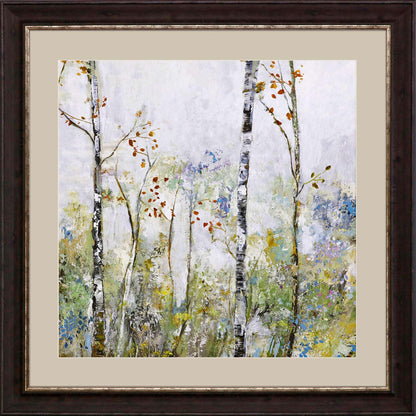 Birch Forest Green Framed Wall Art