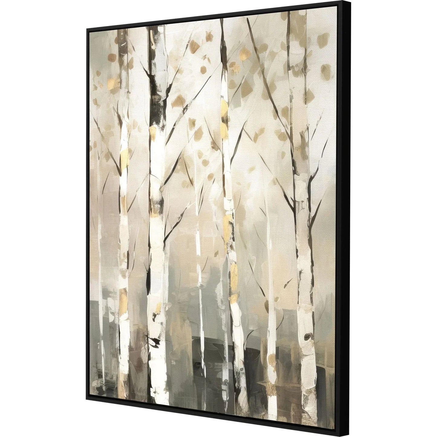 Birch Silhouette Beige Canvas Art