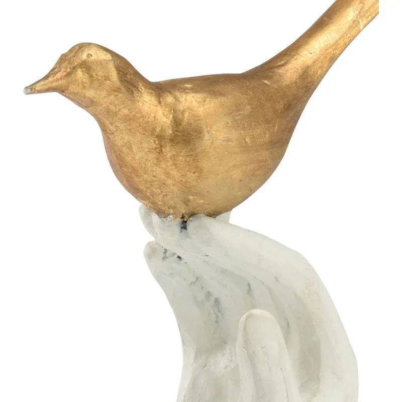 Bird In The Hand Gold Accent Piece Sculpture - LOOMLAN - Wildwood - Statues & Sculptures