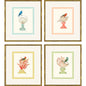 Bird with Shell Wood Framed Wall Art 4PC